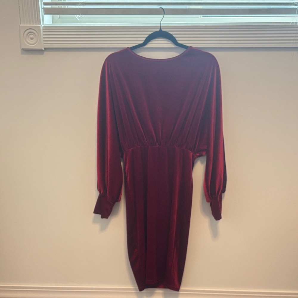 SHEIN Burgundy Long Sleeve Dress